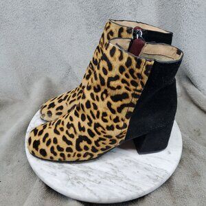 NakedFeet Shoes Womens Size 7.5 Brown Leather Leopard Strata Ankle Boots *Read*